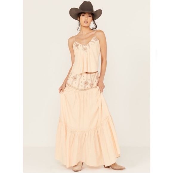 Free People Crystal Cove Two Piece Maxi Dress Linen M - Picture 2 of 16